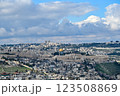 Beautiful panoramic wiew on Jerusalem and the Temple Mount with the Dome of the Rock. 123508869