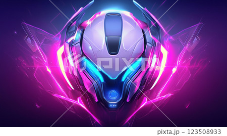 robot head neon electronic music background robot head neon electronic music background 123508933