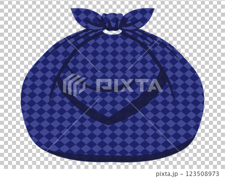 Illustration of a blue checkered furoshiki wrapping Illustration of a blue checkered furoshiki wrapping 123508973