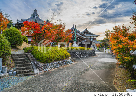 袋井市にある可睡斎と紅葉の風景(静岡県) 123509460