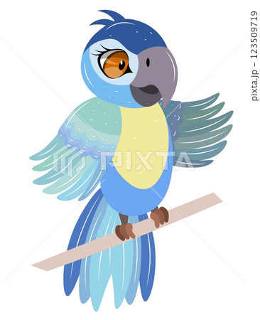 Cute zoo. Vector birds. Cute parrot on a branch. Vector animals collection. Children's flat vector illustrations. Cute zoo. Vector birds. Cute parrot on a branch. Vector animals collection. Children's flat vector illustrations. 123509719