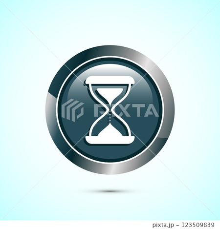Sand clock icon design illustration. Hourglass symbol, Time measuring sign, Button design 123509839