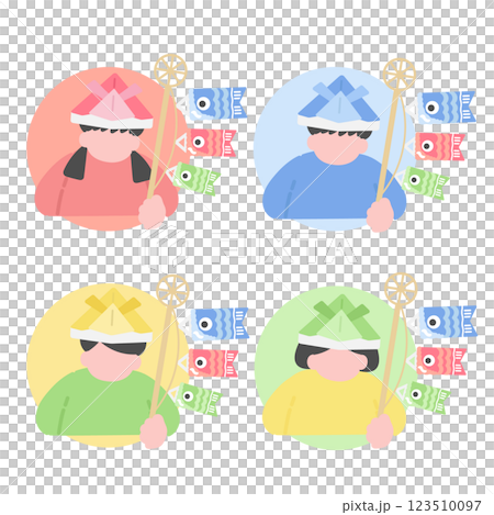 こどもの日　こいのぼり　アイコン　イラストセット 123510097