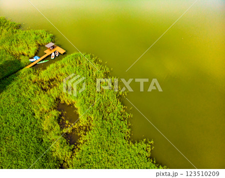 Lake at summer Masuria, Poland 123510209