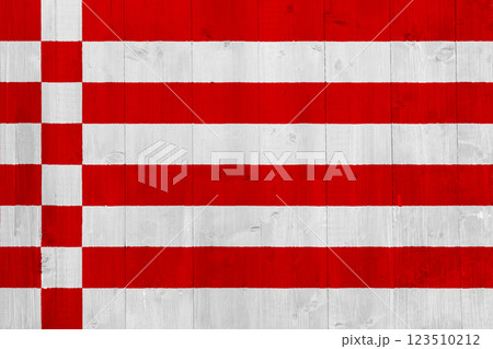Official flag of Bremen. City in Germany. Conceptual collage on wood texture 123510212