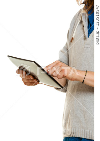 Man using tablet pc computer, new technology concept. 123510547