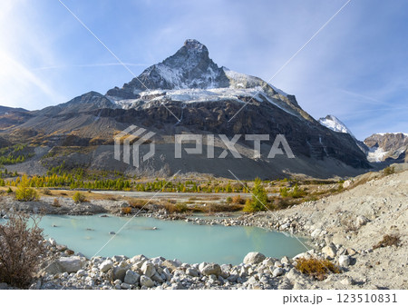 Small glacial lake near Matterhorn mount Zermatt Switzerland alps Small glacial lake near Matterhorn mount Zermatt Switzerland alps 123510831