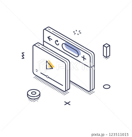 Isometric line art icon representing online education and digital learning platforms 123511015