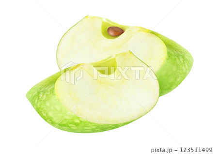 Two pieces of green apple isolated on white 123511499