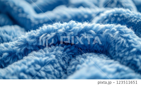 Close-Up of Fluffy Blue Fleece Fabric 123511651