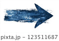Abstract Blue Painted Arrow on White 123511687