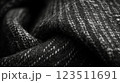 Macro Shot of Black and White Wool Herringbone 123511691