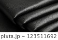 Close-Up of Black Leather Folded Texture 123511692