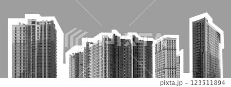 Architecture featuring modern high-rise residential buildings in an urban metropolis. Multi-story 123511894