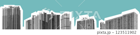 Architecture panorama featuring modern high-rise residential buildings in an urban metropolis. Multi 123511902