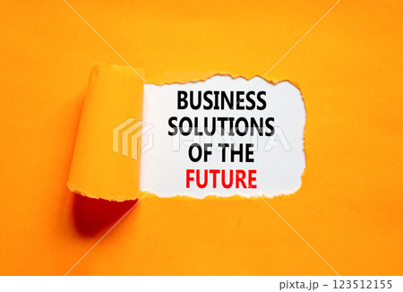 Business solutions of the future symbol. Concept words Business solutions of the future on beautiful orange paper. Beautiful brown paper background. Business solutions of the future concept Copy space Business solutions of the future symbol. Concept words Business solutions of the future on beautiful orange paper. Beautiful brown paper background. Business solutions of the future concept Copy space 123512155