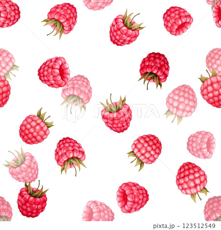 Raspberry seamless pattern with berries on white background. Raspberry seamless pattern with berries on white background. 123512549