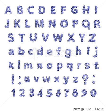 A set of English alphabet letters from A to Z and numbers from 0 to 9, the font is made of flowers. A set of English alphabet letters from A to Z and numbers from 0 to 9, the font is made of flowers. 123513264