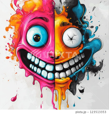 Vibrant duality of emotions in abstract art 123513353