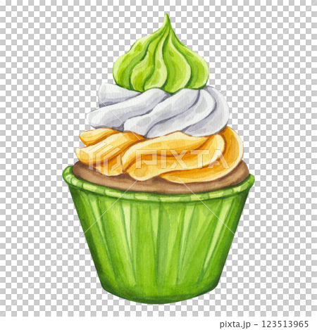 Watercolor cupcake green white orange cream for Saint Patrick's Day party. Hand drawn illustration isolated background. National Colors of Ireland. Happy March 17th. Postcard, invitation, menu, logo. Watercolor cupcake green white orange cream for Saint Patrick's Day party. Hand drawn illustration isolated background. National Colors of Ireland. Happy March 17th. Postcard, invitation, menu, logo. 123513965