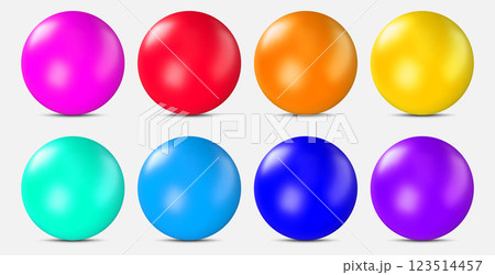 colorful realistic 3d balls collection. Glossy 3d spheres set isolated. Vector illustration 123514457