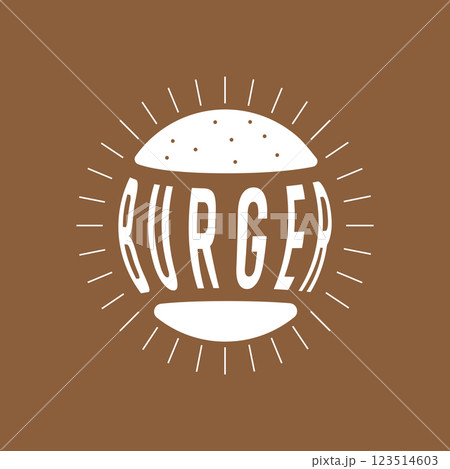 fast food design burger logo illustration with simple food concept brand template, restaurant, bar, cafe 123514603