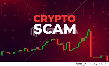 Crypto Market Scam Warning. Financial Fraud in Cryptocurrency Trading with Chart 123514803