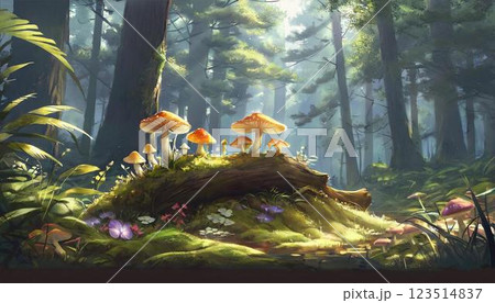森の中の小さなキノコ 森の中の小さなキノコ 123514837