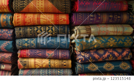 Handmade Or Woven Textiles With Unique Patterns 123515148