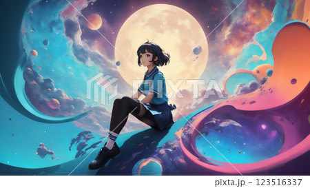少女と青い精神世界 123516337