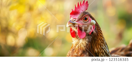 Chicken outdoors on a sunny day 123516385