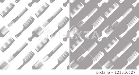 Seamless pattern with hairdressing tools. Hairdressing tools template. Background with hairbrushes and combs. 123516527