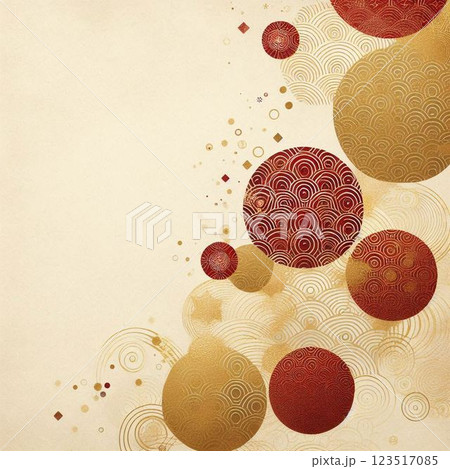 青色の和柄の背景と円のモダンな和柄 123517085