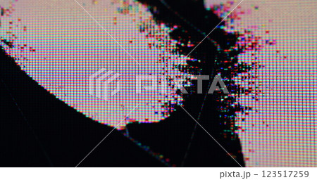 Analog static. Damaged display. Broken glass screen grunge pixels filled with black liquid. Wet glitch error surface of LCD plasma TV. Analog static. Damaged display. Broken glass screen grunge pixels filled with black liquid. Wet glitch error surface of LCD plasma TV. 123517259