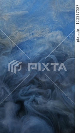 Smoke veil. Mystic fog. Blue gray silver ink mix with atmospheric cloud. Airy powder flow blur haze with cosmic gas celestial water abstract background. Smoke veil. Mystic fog. Blue gray silver ink mix with atmospheric cloud. Airy powder flow blur haze with cosmic gas celestial water abstract background. 123517587
