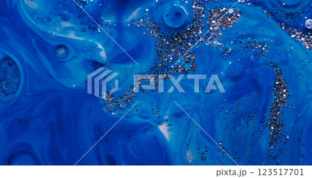 Oil pigment. Bubble paint. Blue violet art emulsion mix layer flow. Glitter fizz liquid dust abstract background fantasy water texture. Oil pigment. Bubble paint. Blue violet art emulsion mix layer flow. Glitter fizz liquid dust abstract background fantasy water texture. 123517701
