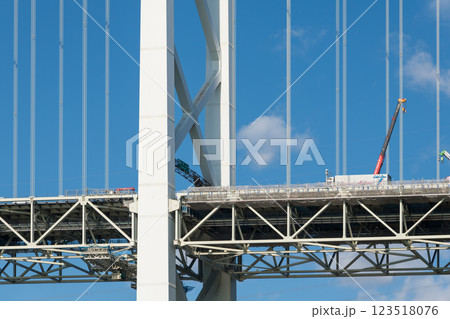 【北九州門司港　関門海峡と関門橋ノーフォーク 広場から】 123518076