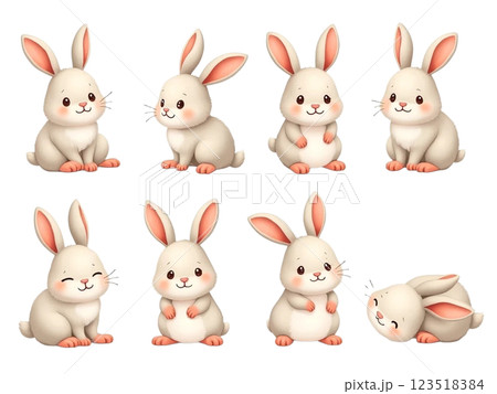 うさぎの顔のイラストセット 123518384