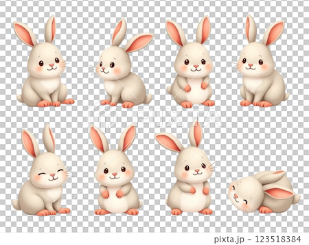うさぎの顔のイラストセット 123518384