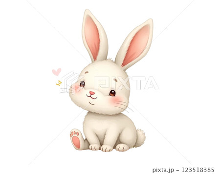 前を向いて走るゆるかわなうさぎ 123518385