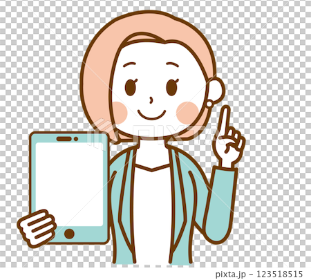 タブレットを持つスーツを着た女性のイラスト 123518515