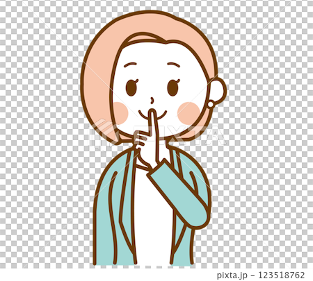 静かにするスーツを着た女性のイラスト 静かにするスーツを着た女性のイラスト 123518762
