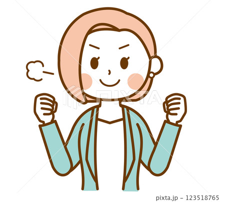 やる気を出すスーツを着た女性のイラスト 123518765
