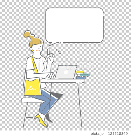 Young generation working freely - simple and stylish line drawing illustration 123518849