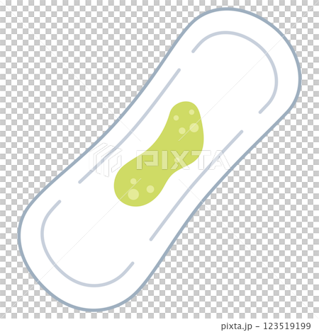 緑っぽい色のおりもの　女性の健康　おりものの色の種類　ナプキン 123519199