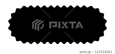 Oval rectangle shape with wavy edges. Rectangular form with curvy borders. Empty textbox, sticker, tag or label template isolated on white background. Vector graphic illustration 123519261