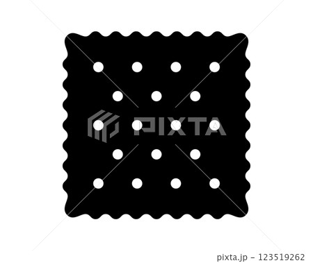 Cracker icon. Sweet or salty biscuit cookie in square shape. Popular crunchy snack silhouette isolated on white background. Vector graphic illustration 123519262