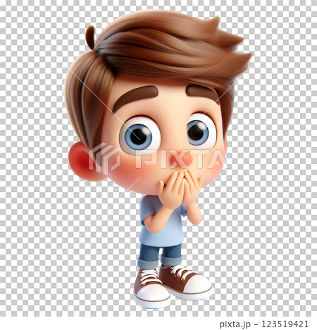 Cartoon of a boy covering his mouth Cartoon of a boy covering his mouth 123519421