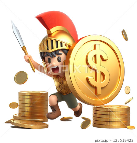 Cartoon of a boy protecting money Cartoon of a boy protecting money 123519422