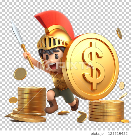Cartoon of a boy protecting money Cartoon of a boy protecting money 123519422